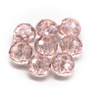 Бусины рондели 6*4мм, светло-розовый прозрачный